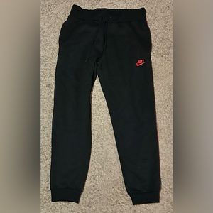 Nike Thick Black Joggers with red stripe